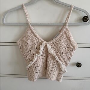 Zara Crochet Knit Lace-Trim Tank Top